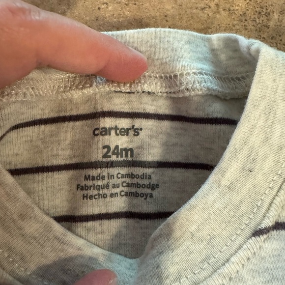 Carter's Gray and Black Striped Bodysuit - Picture 3 of 3